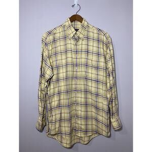 Gitman Brothers Shirt‎ Men's MEDIUM Yellow Plaid Flannel Button Down Made in USA